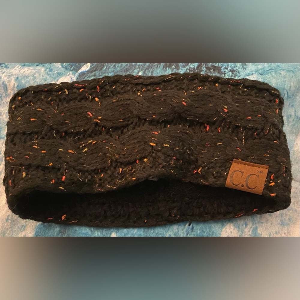 Black with Rainbow Speckle Winter Headband / Earmuff